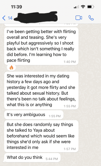 Text conversation discussing emotional growth, coping strategies, and self-awareness, highlighting the importance of mental health support for men.